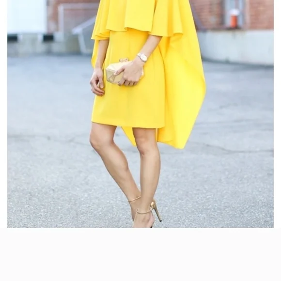 Zara Yellow Backless Cape Dress - Picture 3 of 3